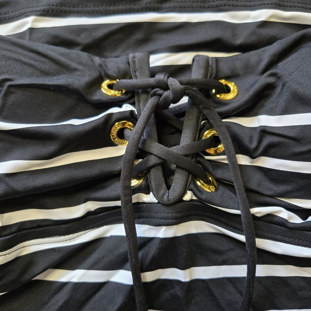 Lauren Ralph Lauren Black and White Striped Bikini Top - Picture 3 of 6